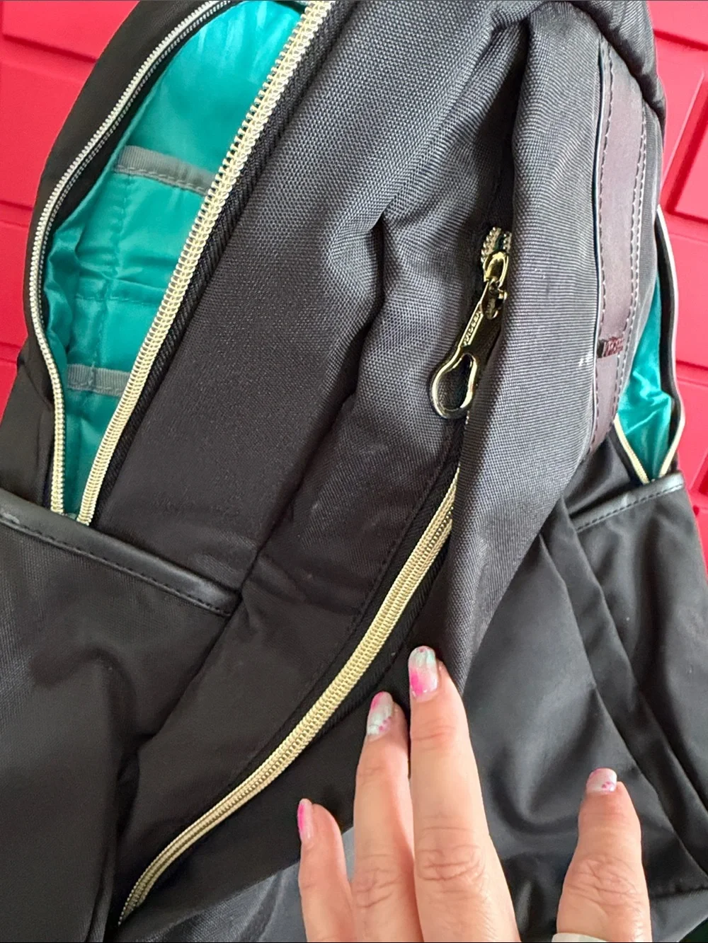 KROSER Black Laptop Backpack with Teal Interior